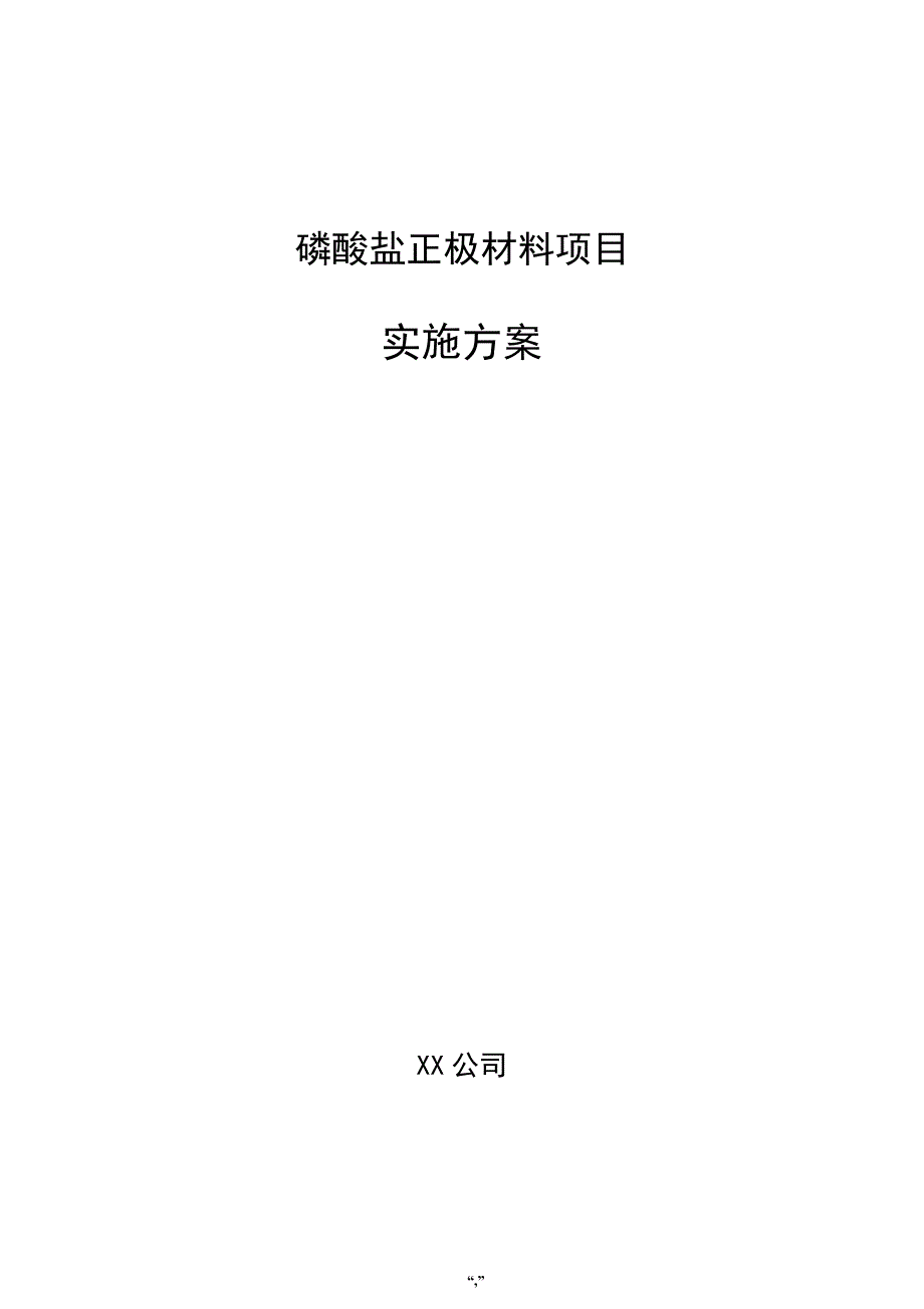 磷酸盐正极材料项目实施方案（范文参考）_第1页