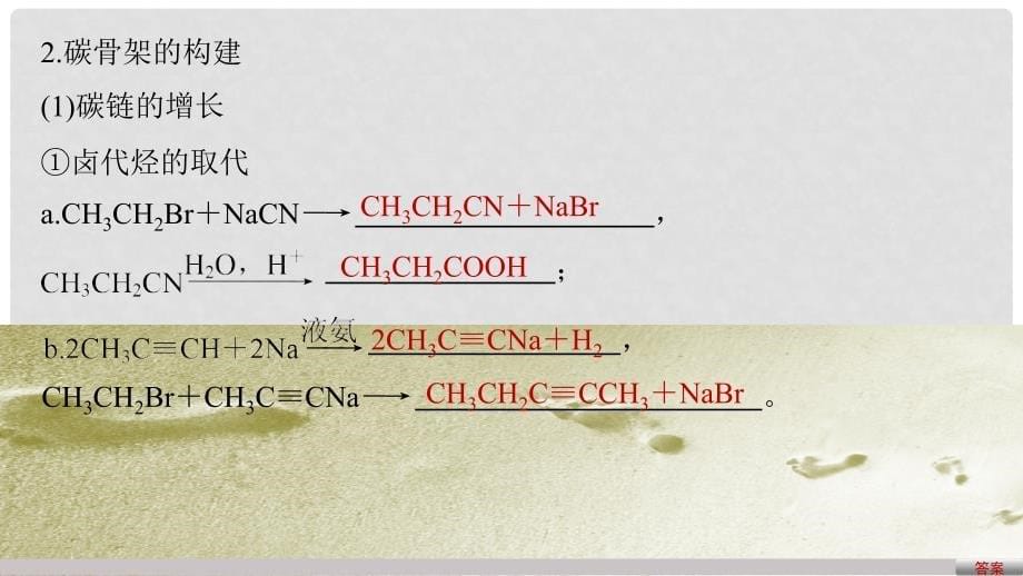 高中化学 第三章 有机合成及其应用 合成高分子化合物 第1节 有机化合物的合成 第1课时 有机合成的关键——碳骨架的引入同步备课课件 鲁科版选修5_第5页