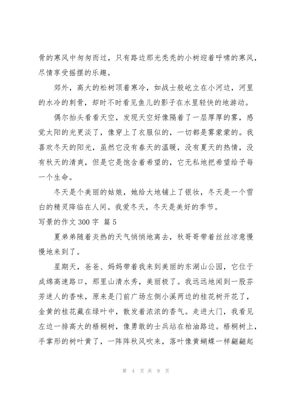 关于写景的作文300字集锦九篇_第4页