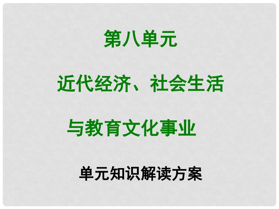 八年级历史上册 第八单元 近代经济、社会生活与教育文化事业单元知识解读方案课件 新人教版_第1页