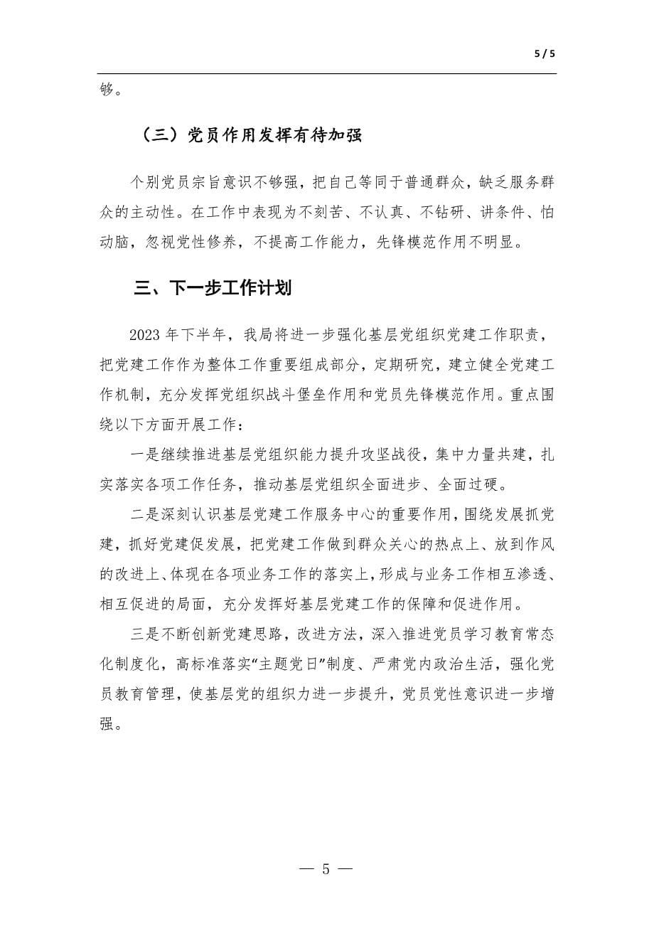 某局2023年上半年党建工作总结-范文_第5页