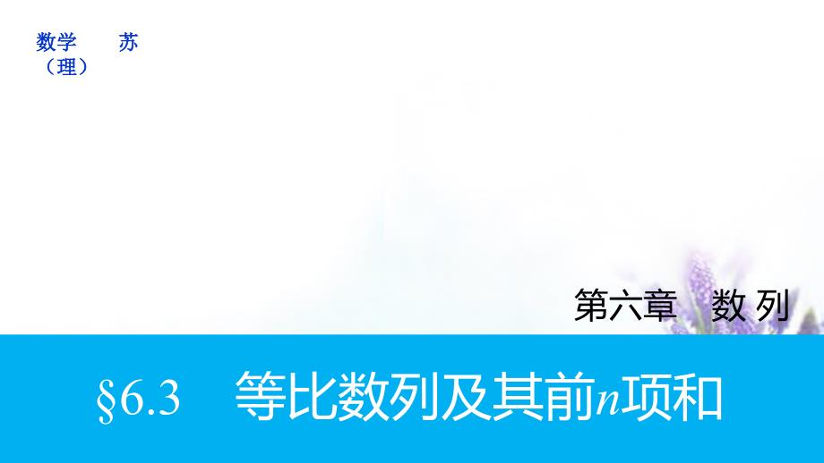 高考数学大一轮复习 6.3等比数列及其前n项和课件 理 苏教版_第1页