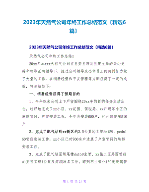 2023年天然气公司年终工作总结范文（精选6篇）