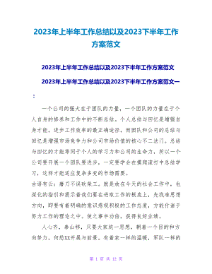 2023年上半年工作总结以及2023下半年工作计划范文2