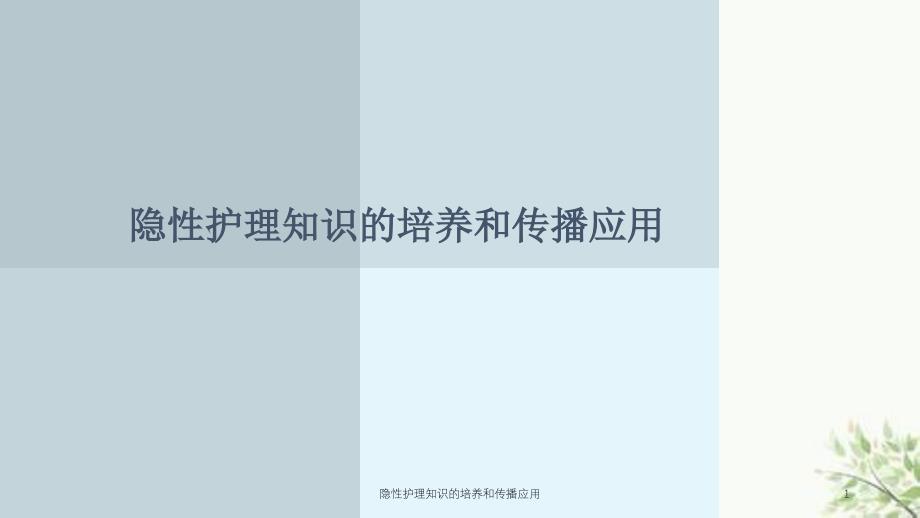 隐性护理知识的培养和传播应用课件_第1页