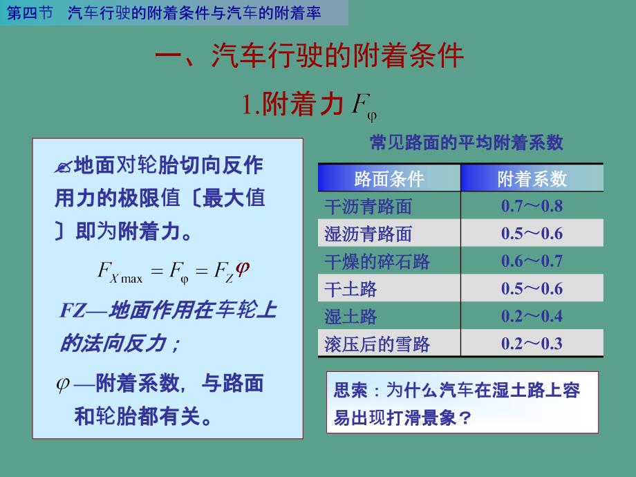 汽车行驶的附着条件与汽车的附着率ppt课件_第2页