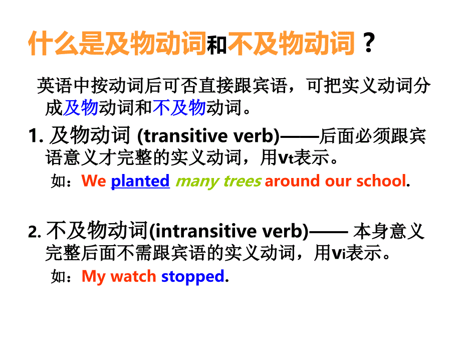 及物和不及物动词的用法ppt课件_第2页