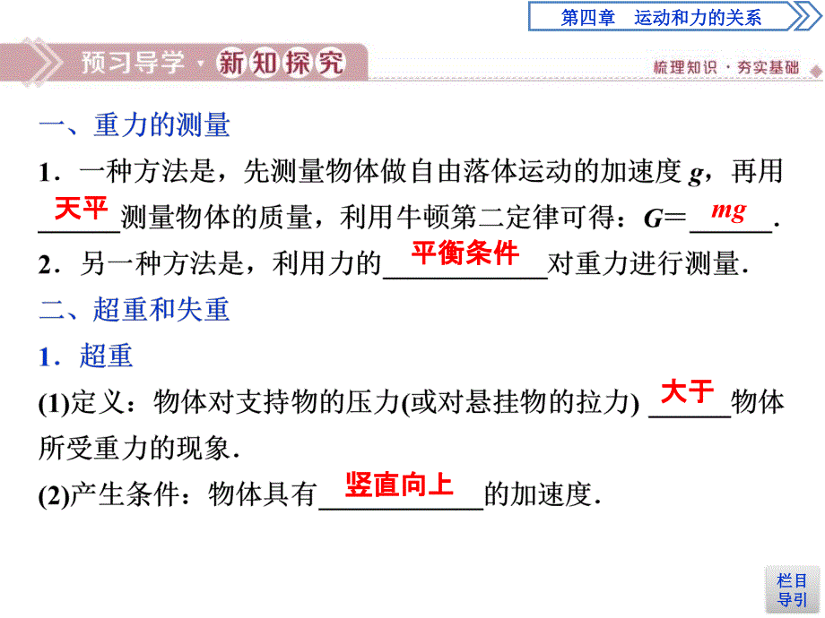 人教版物理必修第一册讲义课件第四章　运动和力的关系6 第6节　超重和失重 (含解析)_第4页