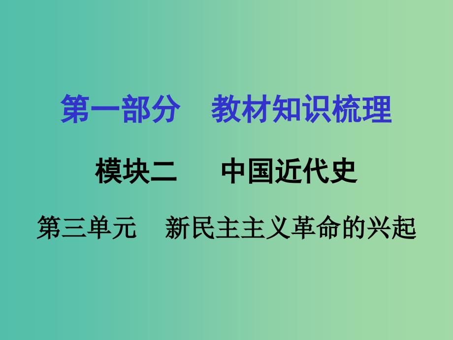 中考历史 第一部分 教材知识梳理 模块二 中国近代史 第三单元 新民主主义革命的兴起课件.ppt_第1页