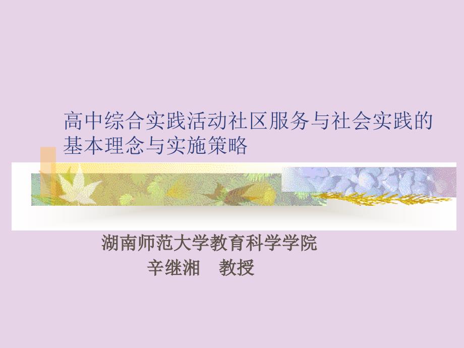 高中综合实践活动社区服务与社会实践的基本理念与实施_第1页