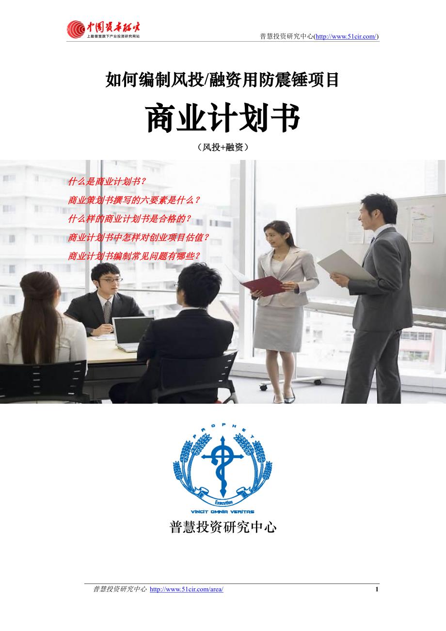 如何编制风投融资用防震锤项目商业计划书(风投+融资)pdf_第1页