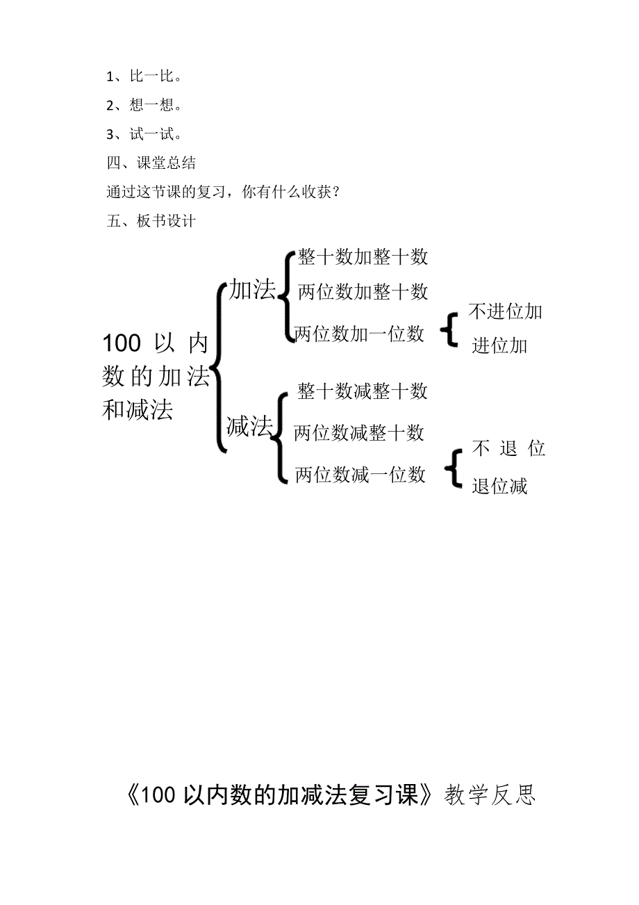 人教2011版数学一年级下册《6.100以内的加法和减法(一)整理和复习》教学设计__76_第3页