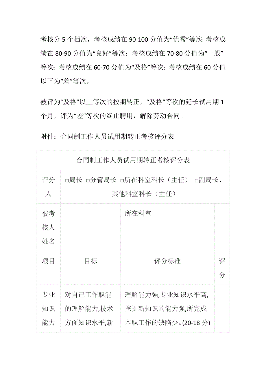 劳动合同制工作人员试用期转正考核方案(全)_第2页