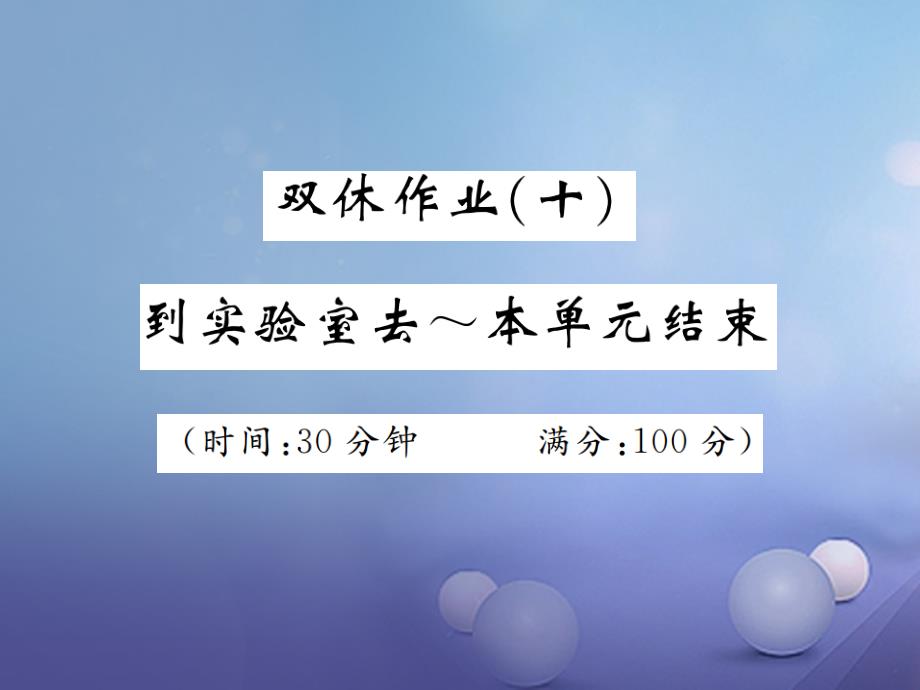 2023年秋九年级化学上册 双休作业（十）课件 （新版）鲁教版_第1页