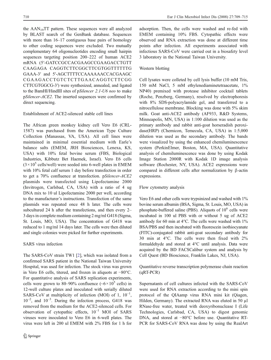 【病毒外文文献】2008 siRNA silencing of angiotensin-converting enzyme 2 reduced severe acute respiratory syndrome-associated coronavirus_第2页