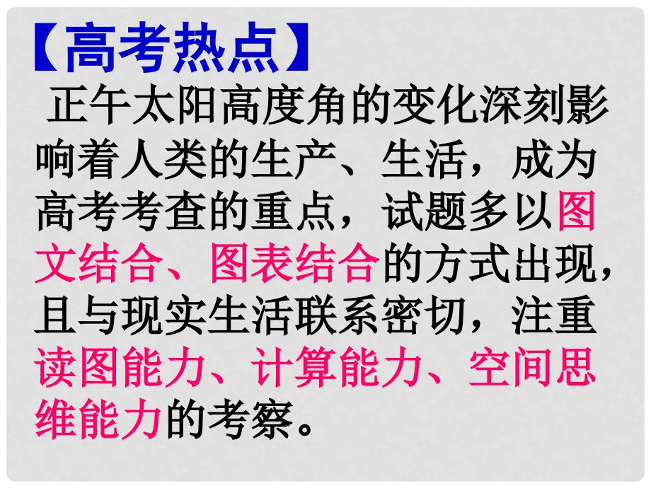 高中地理正午太阳高度的分布规律及应用课件_第3页