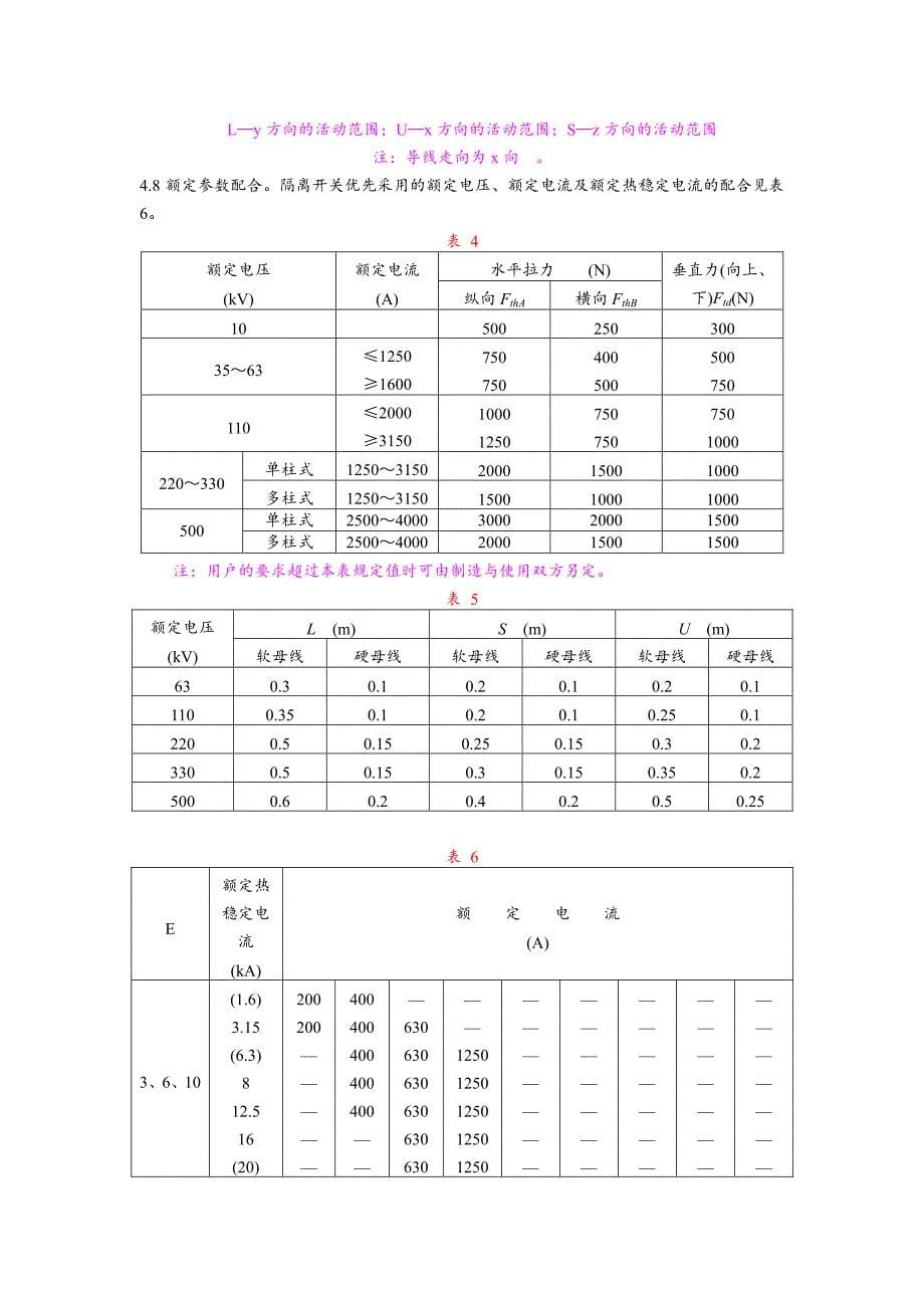 新《电力行业标准》DL486-92交流高压隔离开关订货技术条件8_第5页