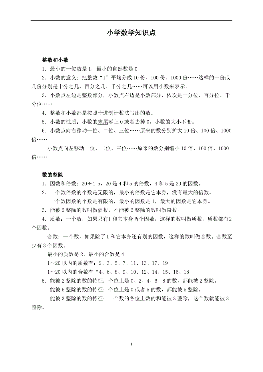 小学数学毕业总复习必考知识点_第1页