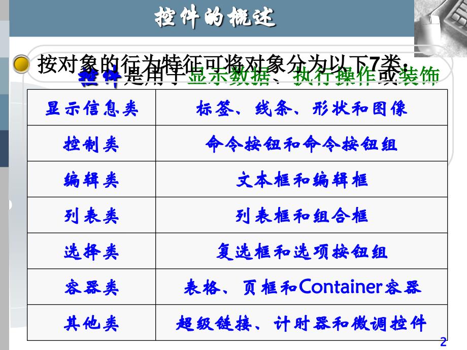 表单中控件的设计及应用教学课件VF_第2页