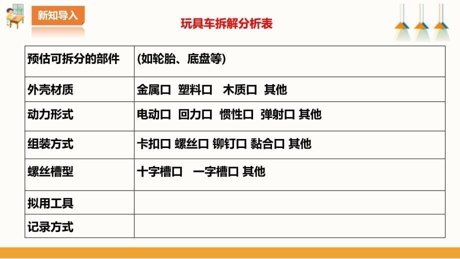 【浙教版】五年级下册《劳动》项目三 任务一《拆解玩具车》课件_第5页