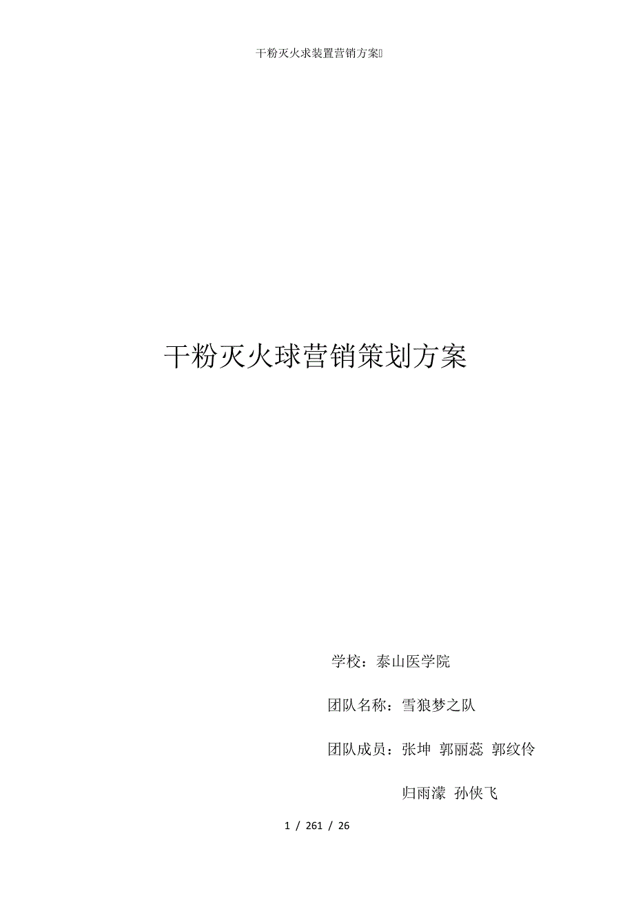 干粉灭火求装置营销方案_第1页