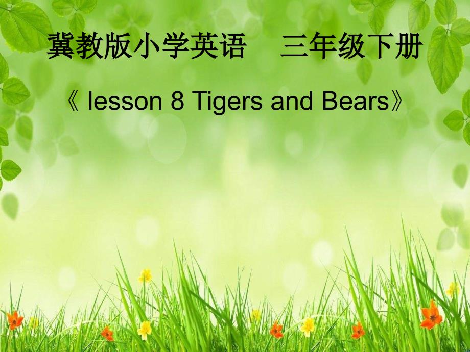 三年级下册英语课件- Unit 2 Lesson8 Tigers and Bears∣冀教版 (共43张PPT)_第1页