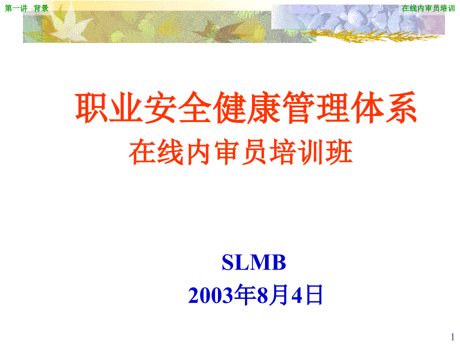 职业安全健康管理体系在线内审员培训班.ppt_第1页