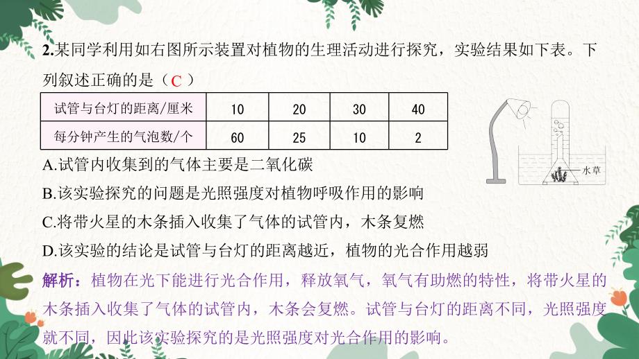 专题三 绿色植物的三大作用习题课件人教版生物七年级上册_第3页