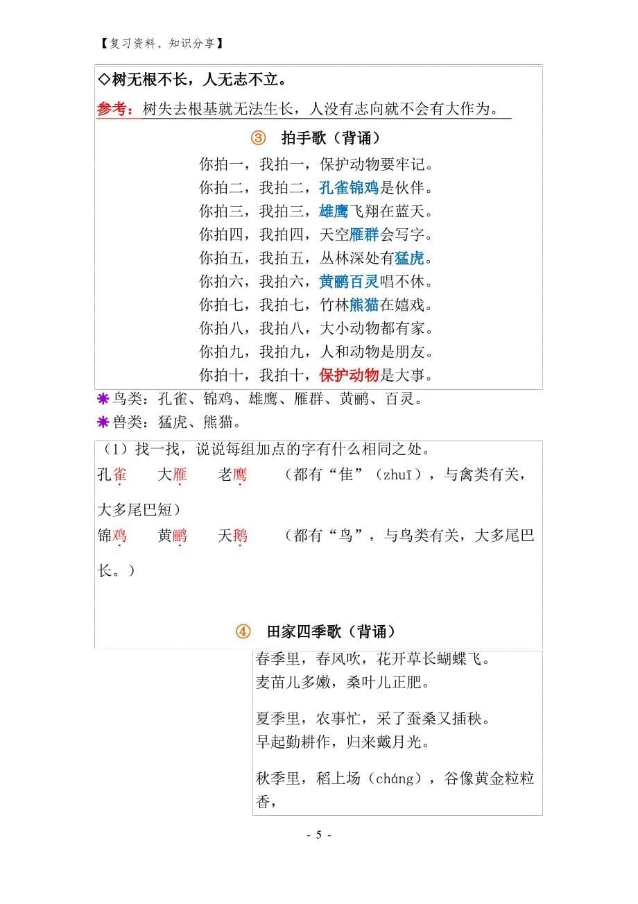 新版部编版二年级上册语文期末复习提纲【最新整理】_第5页