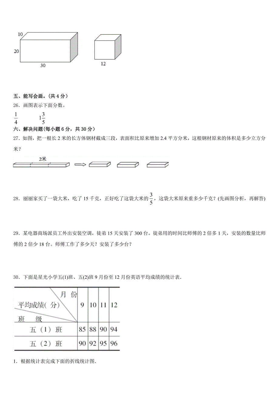 2022-2023学年甘肃省定西市岷县小学数学五下期末综合测试试题含答案_第3页