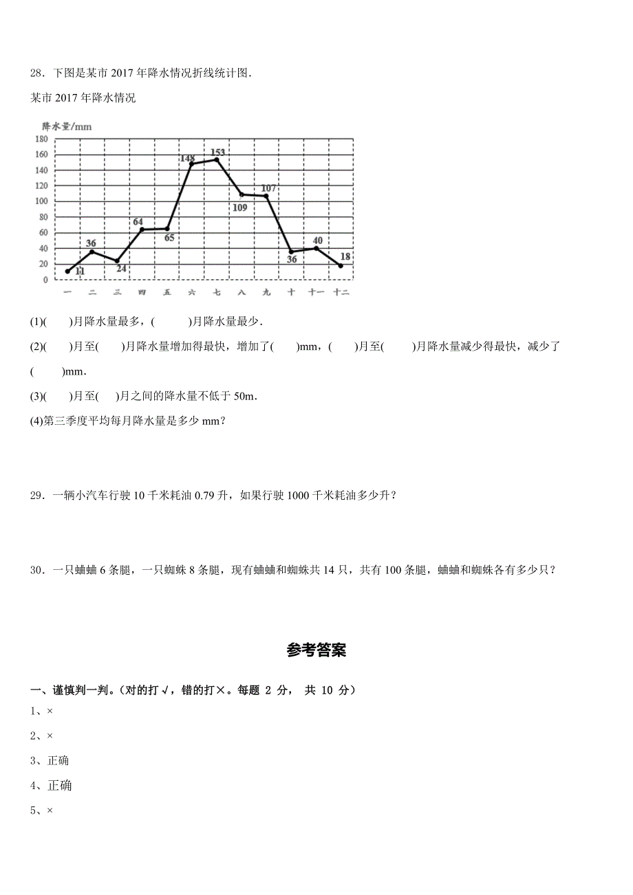 2022-2023学年承德县四下数学期末监测模拟试题含答案_第4页