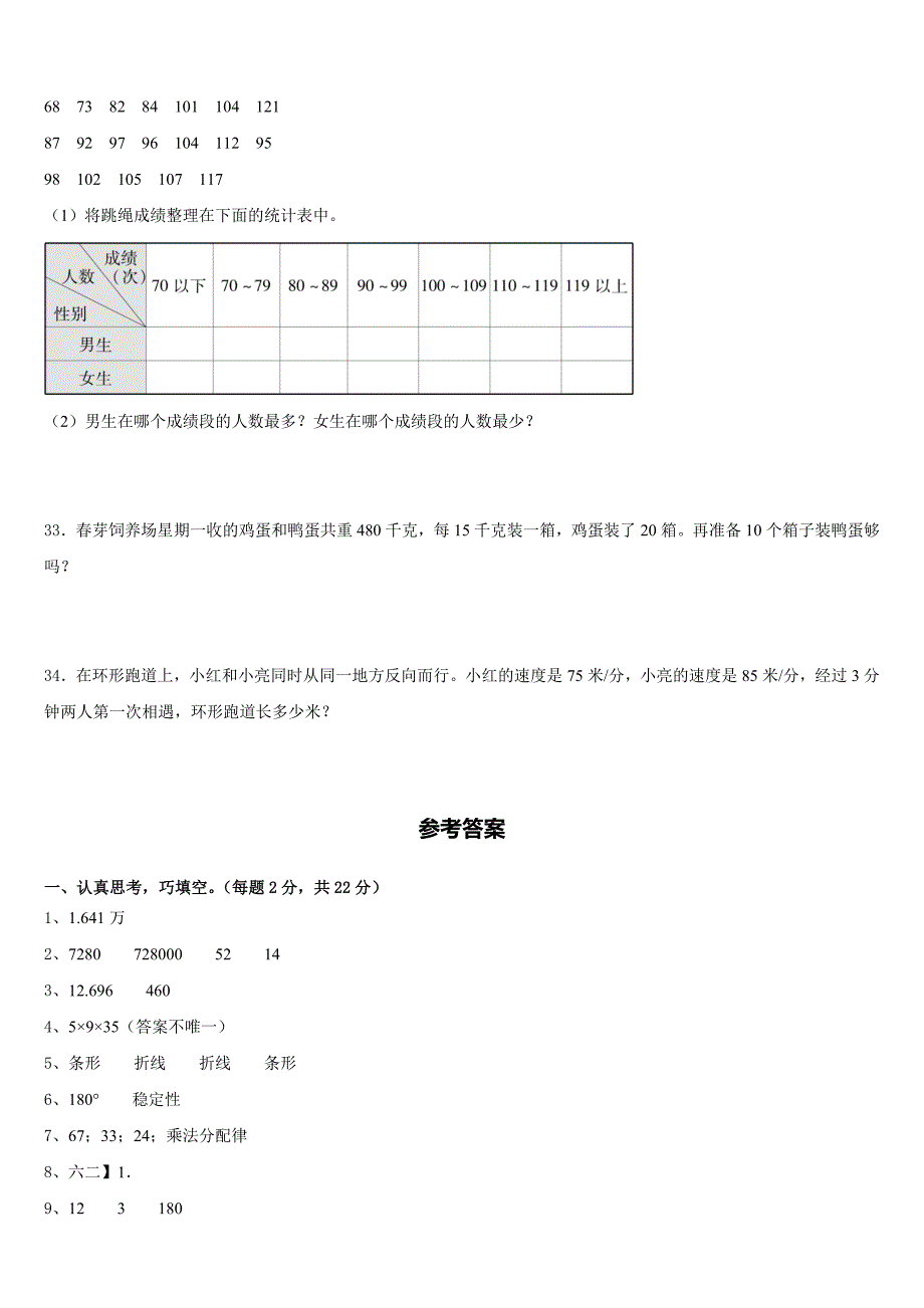 鹤壁市淇滨区2022-2023学年数学四年级第二学期期末统考模拟试题含答案_第4页