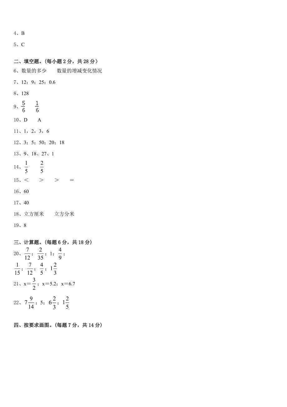 2022-2023学年建瓯市数学五下期末质量检测模拟试题含答案_第5页