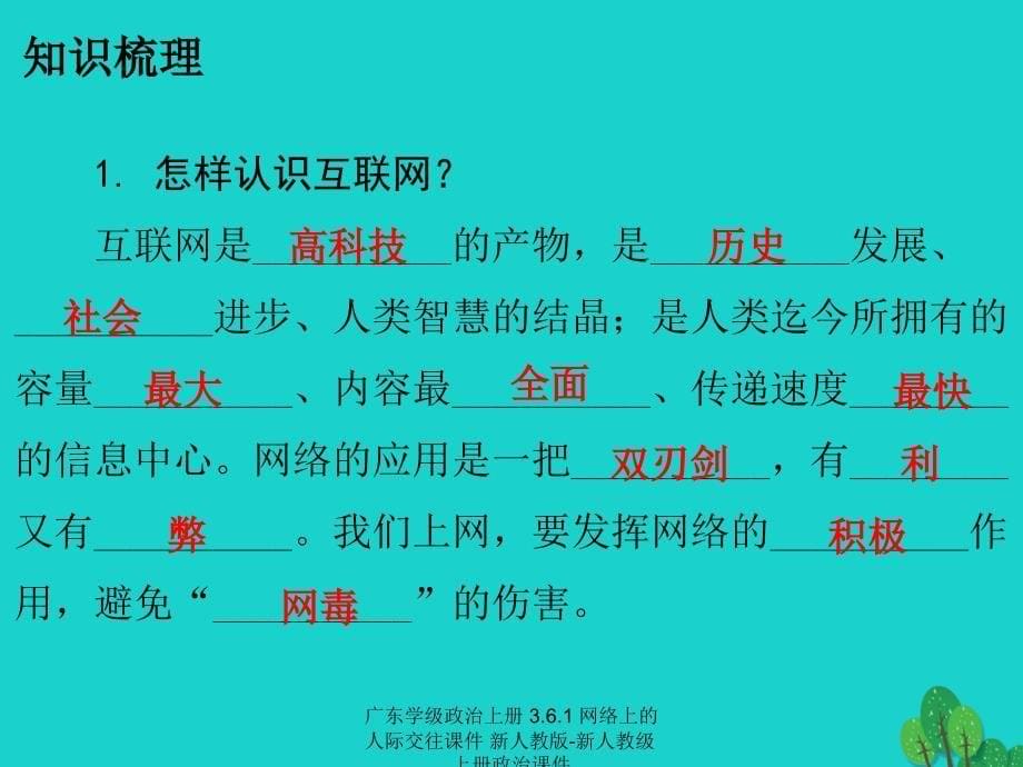 最新广东学级政治上册3.6.1网络上的人际交往课件新人教版新人教级上册政治课件_第5页