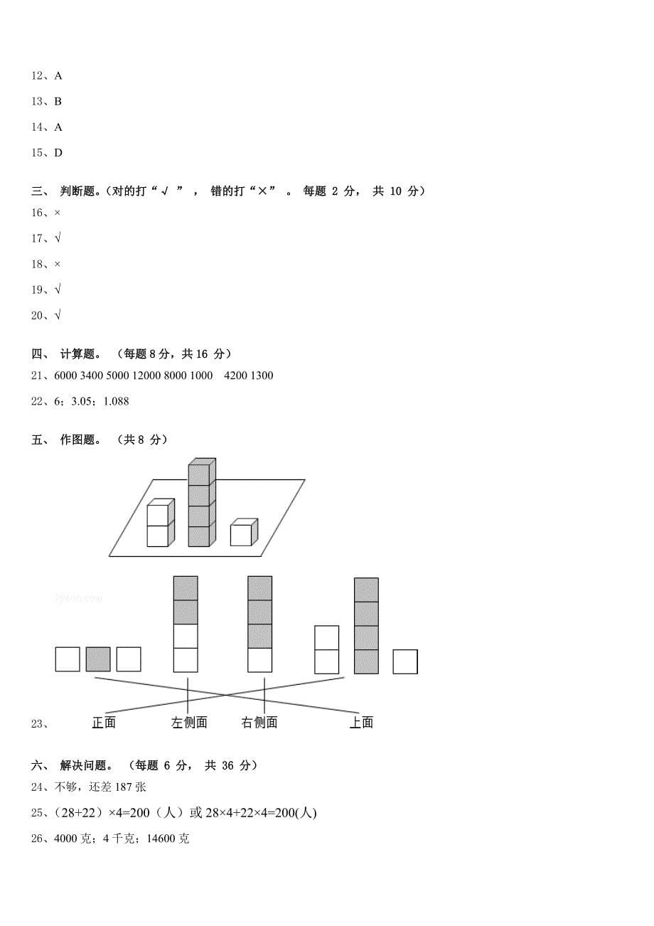 2022-2023学年岷县数学四下期末经典模拟试题含答案_第5页