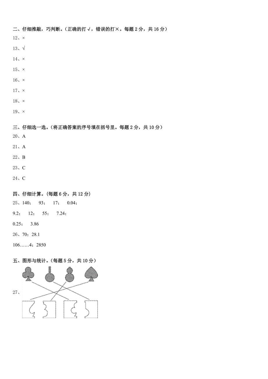 2022-2023学年北京市海淀区地实验小学数学三下期末教学质量检测试题含答案_第5页