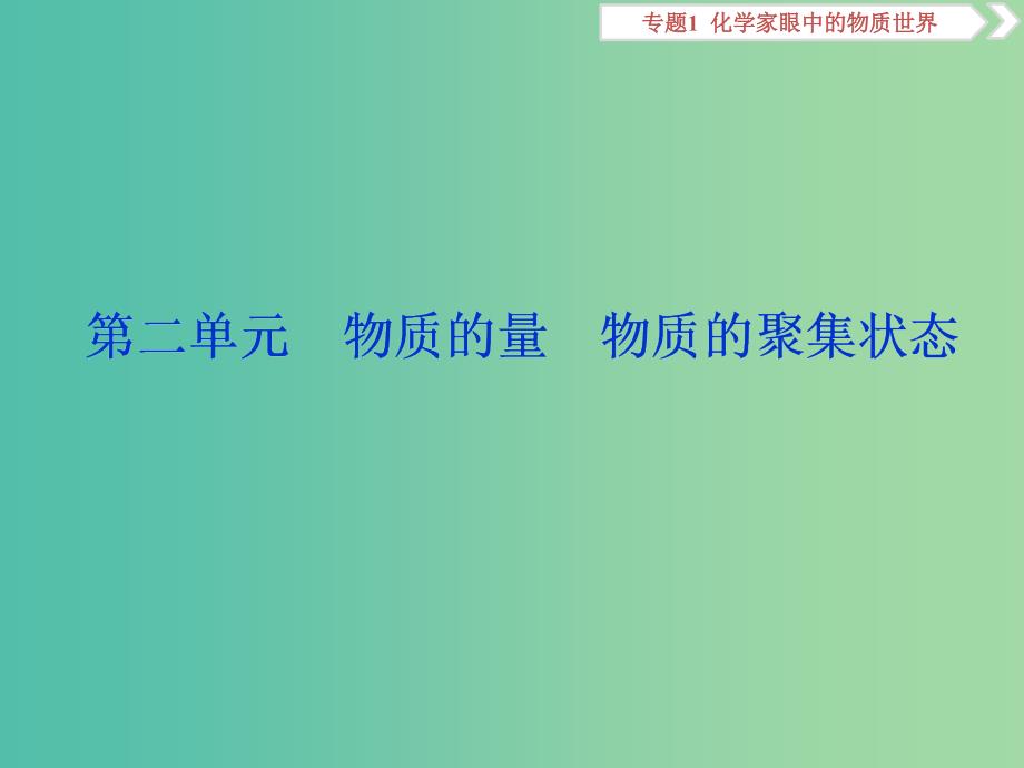 2019届高考化学总复习 专题1 化学家眼中的物质世界 第二单元 物质的量 物质的聚集状态课件 苏教版.ppt_第1页