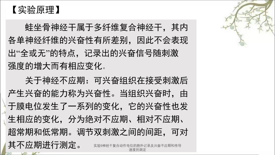 实验9神经干复合动作电位的胞外记录及兴奋不应期和传导速度的测定_第4页