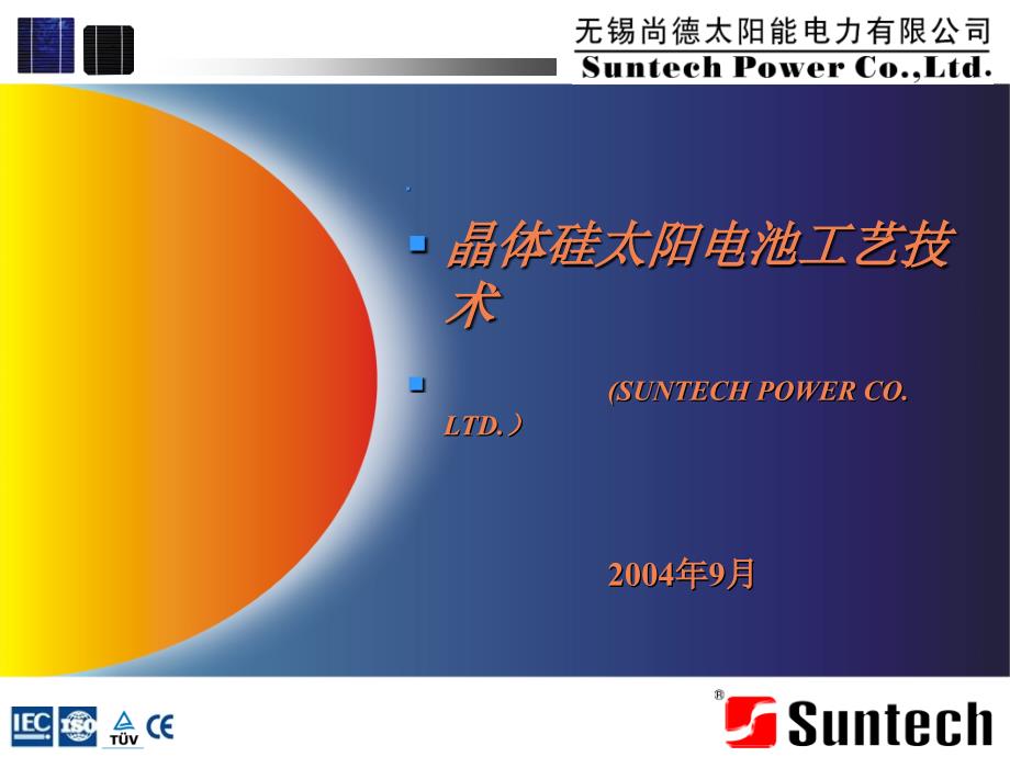 晶体硅太阳电池工艺技术课件_第1页