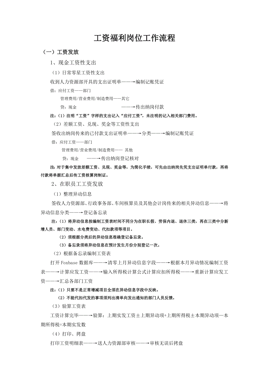 【财务】工资福利岗位工作流程_第1页