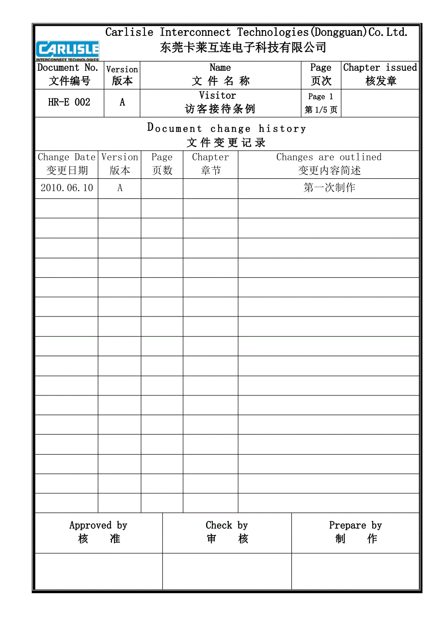 hr-e 002 访客接待条例(visitor).doc_第1页