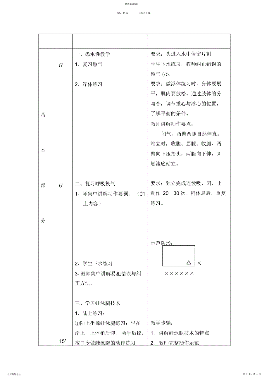 2022年蛙泳蹬腿教案_第2页