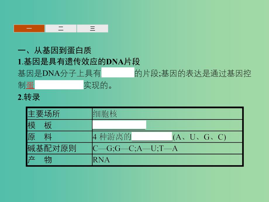 2019年高中生物 第四章 遗传的分子基础 4.3 基因控制蛋白质的合成课件 苏教版必修2.ppt_第3页