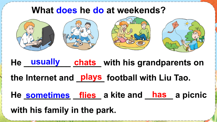 Unit 7At weekends Grammar time课件 牛津译林版英语四上册_第4页