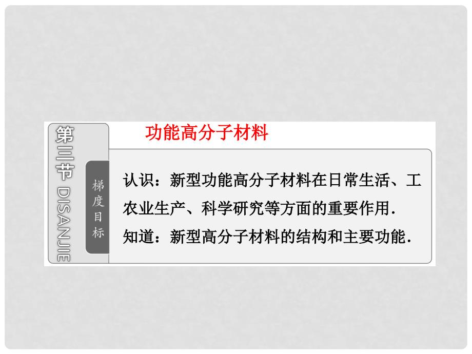 高中化学 第五章第三节《功能高分子材料》同步课堂课件 新人教版选修5_第1页