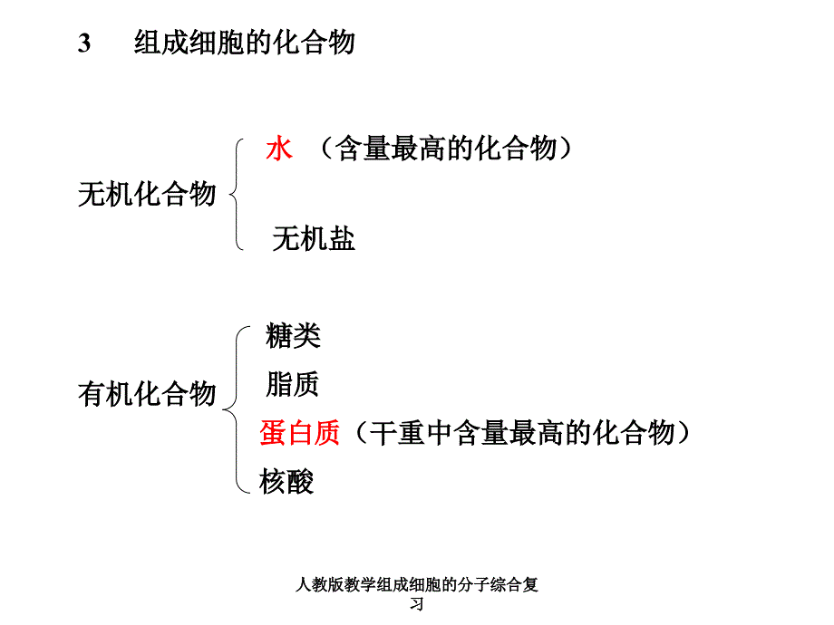 人教版教学组成细胞的分子综合复习课件_第4页