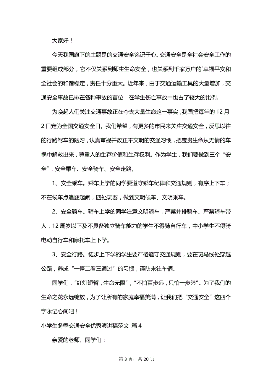 小学生冬季交通安全优秀演讲稿范文_第3页