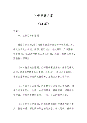 （13篇）关于招聘方案