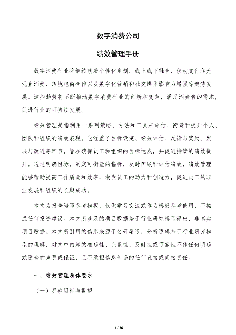 数字消费公司绩效管理手册（模板范文）_第1页