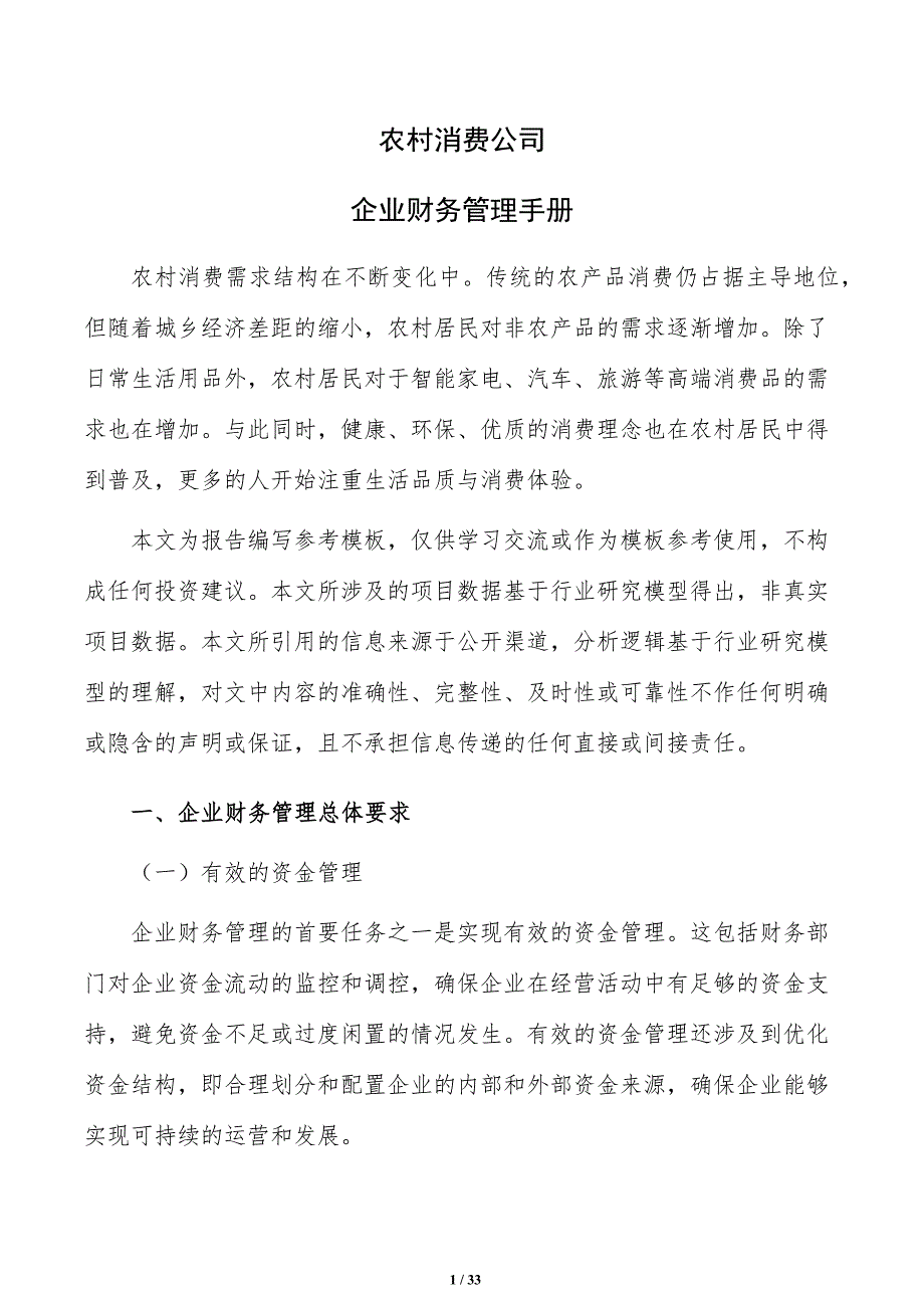 农村消费公司企业财务管理手册（模板）_第1页